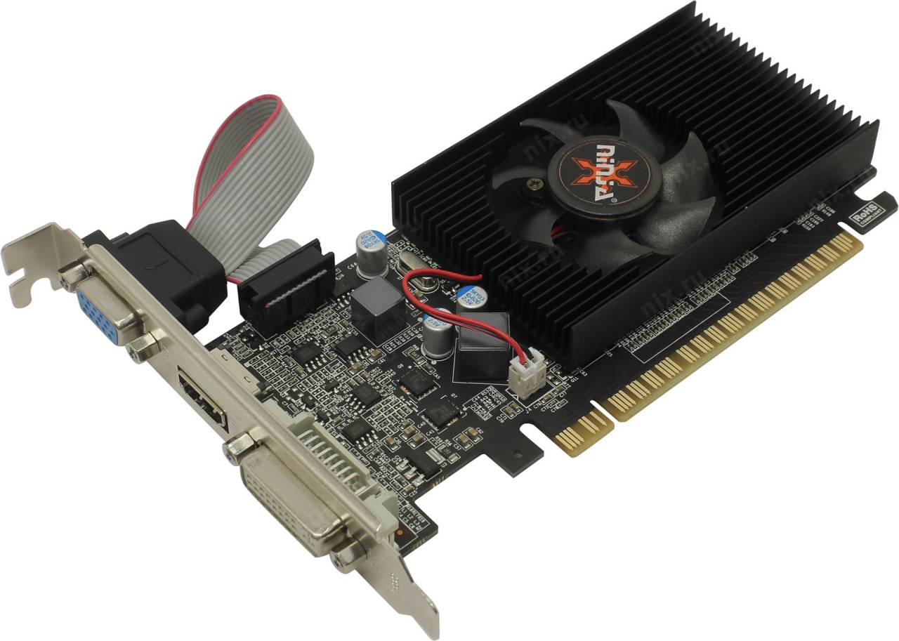 купить Видеоадаптер PCI-E 2Gb GDDR3 Ninja NK61NP023F (RTL) D-Sub+DVI+HDMI [GeForce GT610]