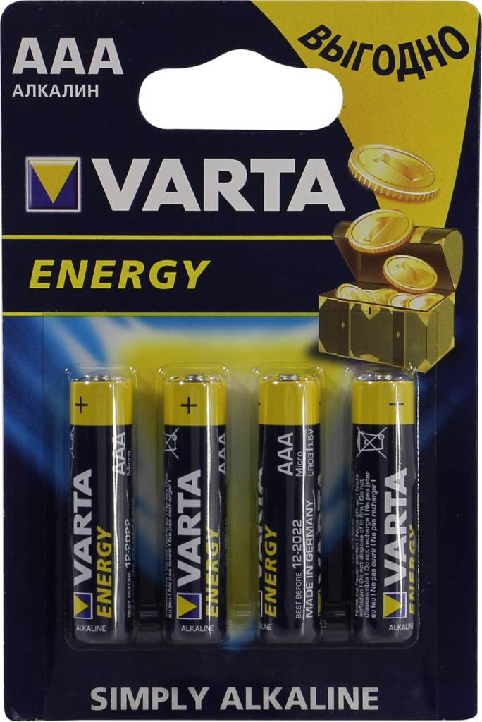  .  VARTA ENERGY 4103-4 , SizeAAA, 1.5V,  (alkaline) [. 4 ]