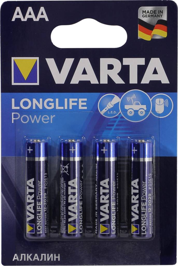  .  VARTA LONGLIFE Power 4903-4, SizeAAA, 1.5V,  (alkaline) [. 4 ]