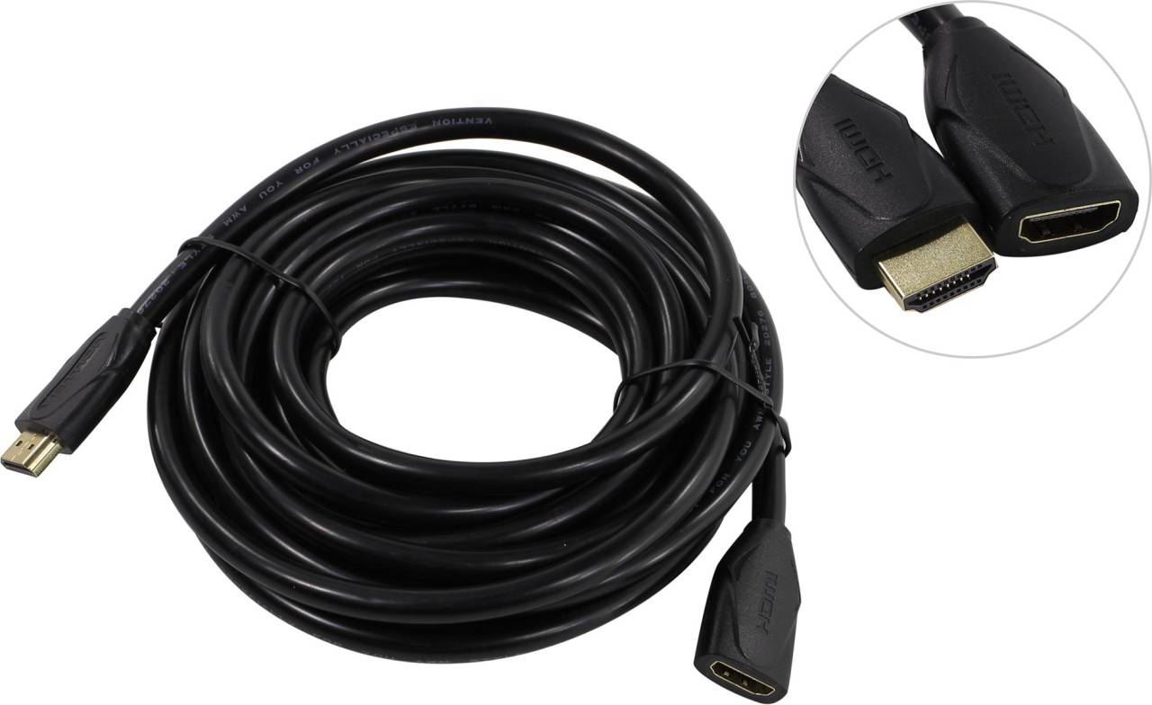купить Кабель удлинитель HDMI (19M-19F) 5м ver1.4 Vention [VAA-B06-B500]