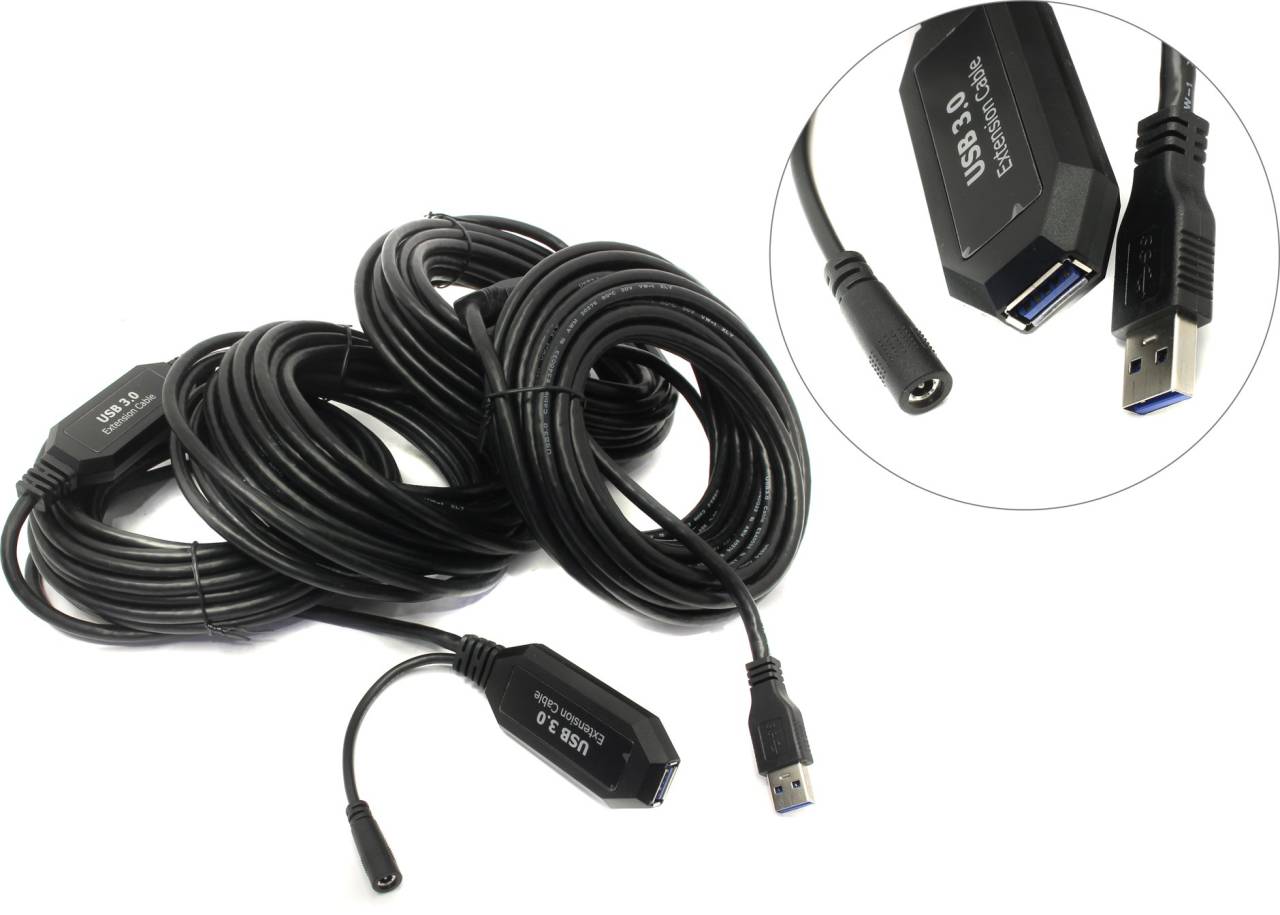 купить Кабель удлинитель активный USB 3.0-repeater A-- >A 30м + питание