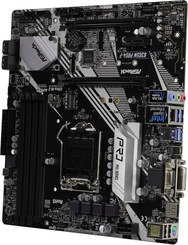    LGA1151 ASRock B365M PRO4-F(RTL)[B365]2xPCI-E Dsub+DVI+HDMI GbLAN SATA MicroATX 4D