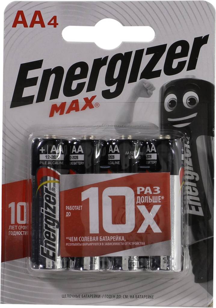  .  Energizer MAX (LR6) Size AA, 1.5V,  (alkaline) [. 4 ]
