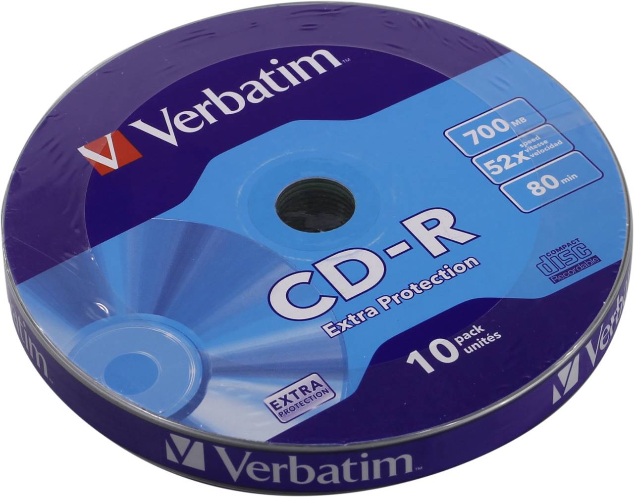 купить Диск однократной записи CD-R Verbatim 700Mb 52x sp. [уп.10 шт] [43725]