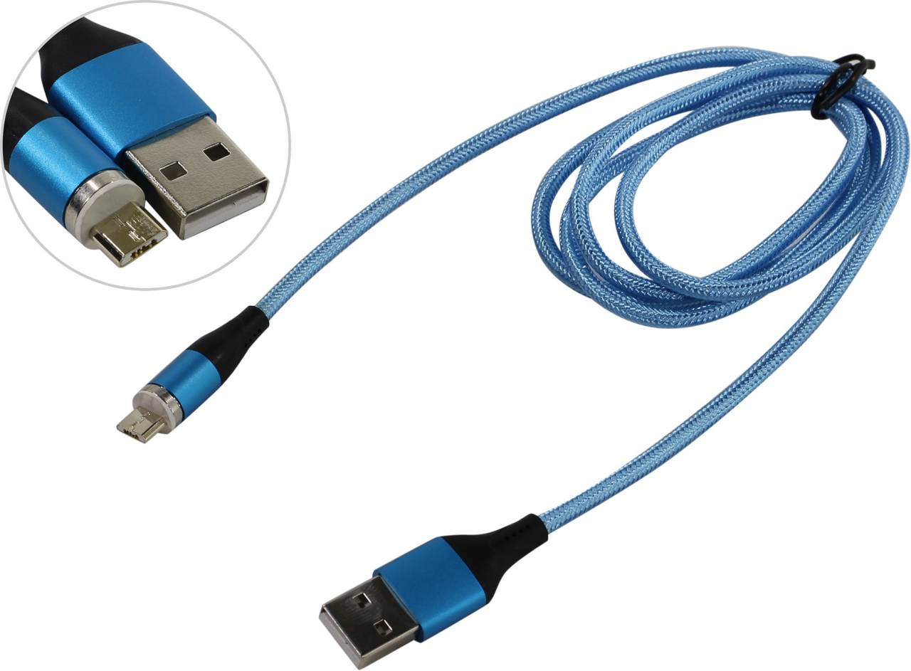 купить Кабель USB 2.0 AM-- >съёмный магнитный USB micro-B 1м Jet.A [JA-DC28 1м Blue]