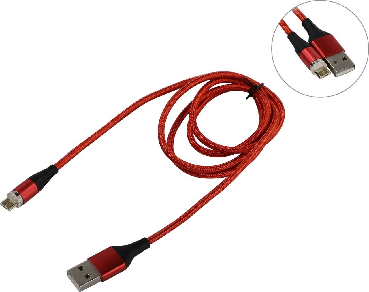 купить Кабель USB 2.0 AM-- >съёмный магнитный USB micro-B 1м Jet.A [JA-DC28 1м Red]