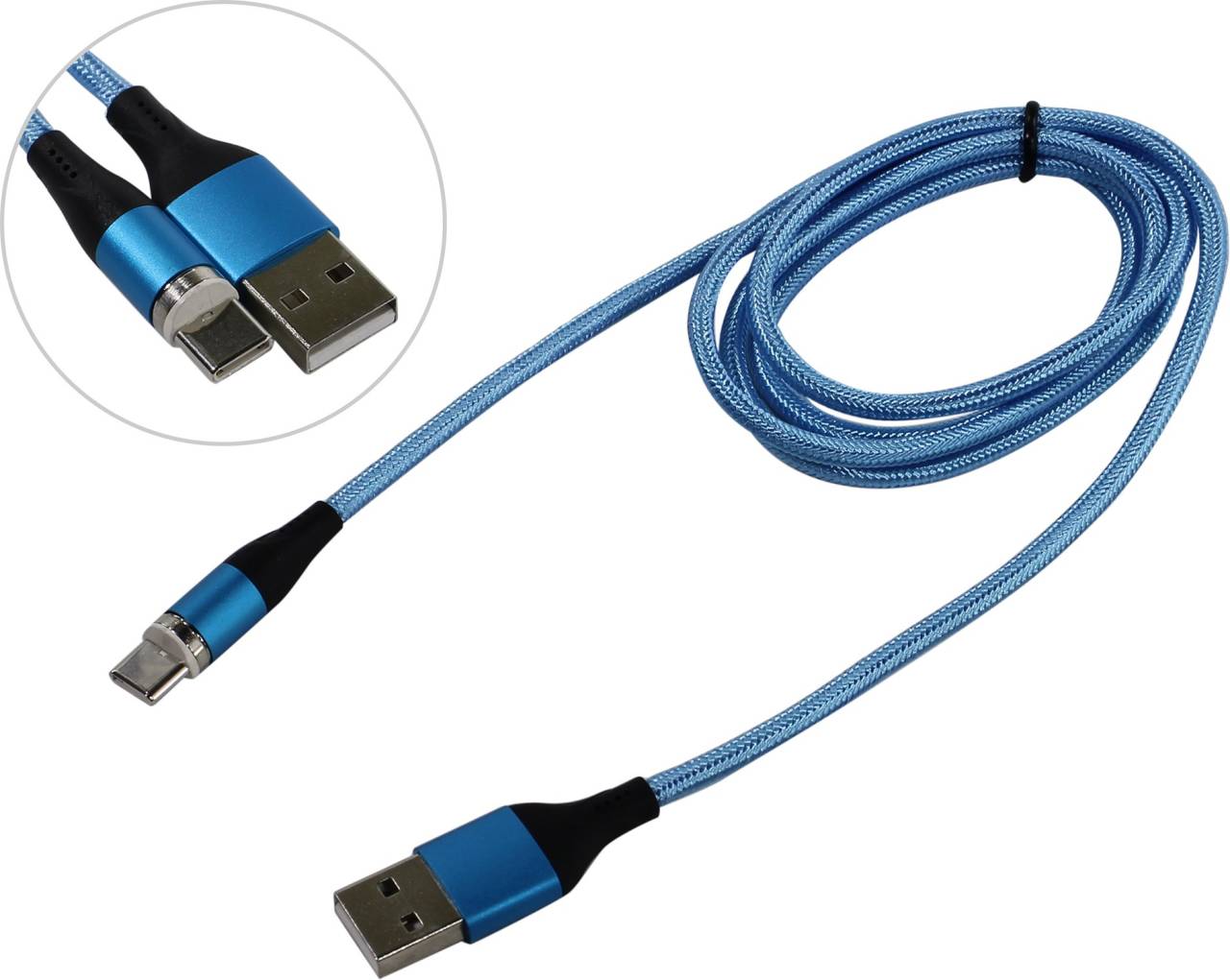 купить Кабель USB 2.0 AM-- >съёмный магнитный USB-C 1м Jet.A [JA-DC38 1м Blue]