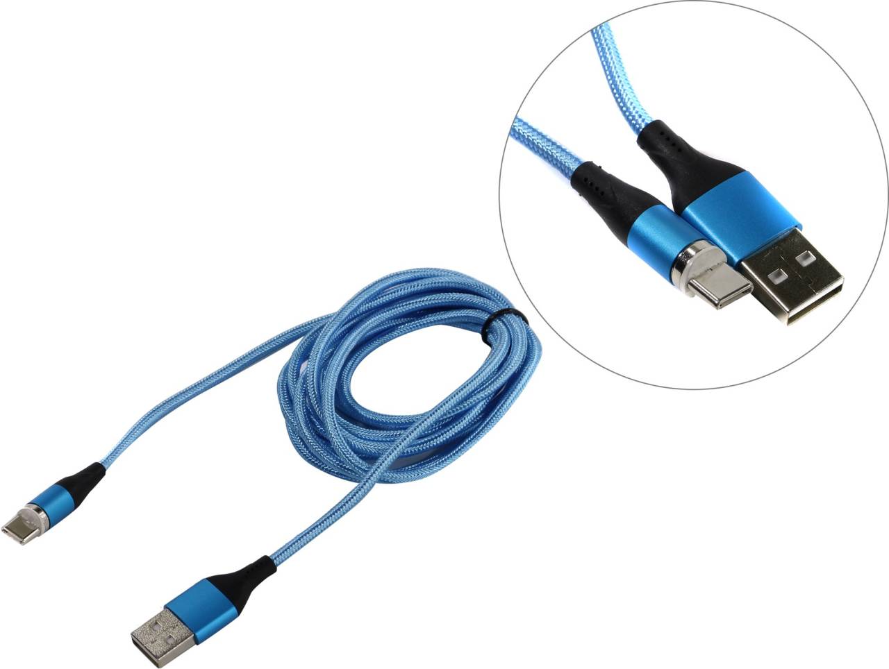 купить Кабель USB 2.0 AM-- >съёмный магнитный USB-C 2м Jet.A [JA-DC38 2м Blue]