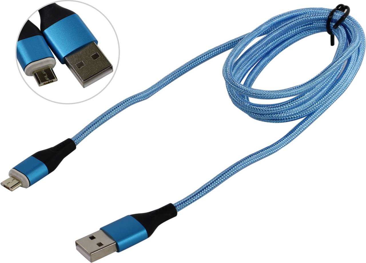 купить Кабель USB 2.0 AM-- >съёмный магнитный USB micro-B 1м Jet.A [JA-DC29 1м Blue]