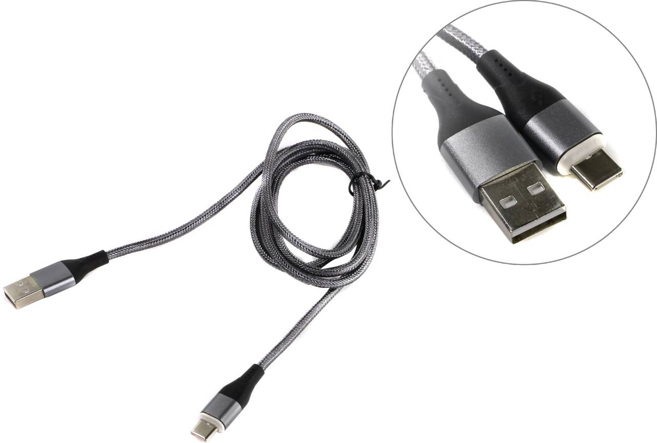 купить Кабель USB 2.0 AM-- >съёмный магнитный USB-C 1м Jet.A [JA-DC39 1м Gray]