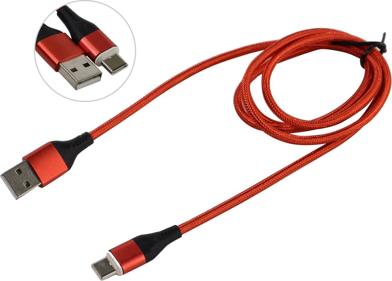 купить Кабель USB 2.0 AM-- >съёмный магнитный USB-C 1м Jet.A [JA-DC39 1м Red]