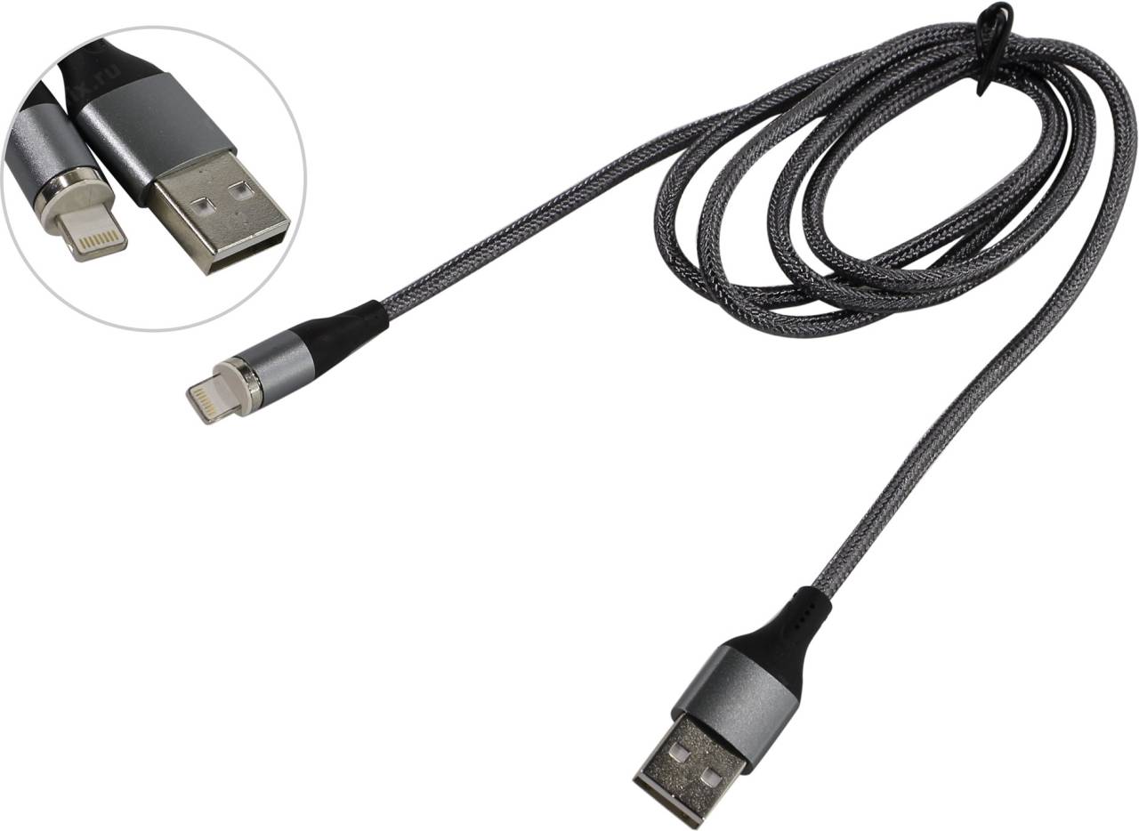 купить Кабель USB 2.0 AM-- >съёмный магнитный Lightning 1м Jet.A [JA-DC48 1м Gray]