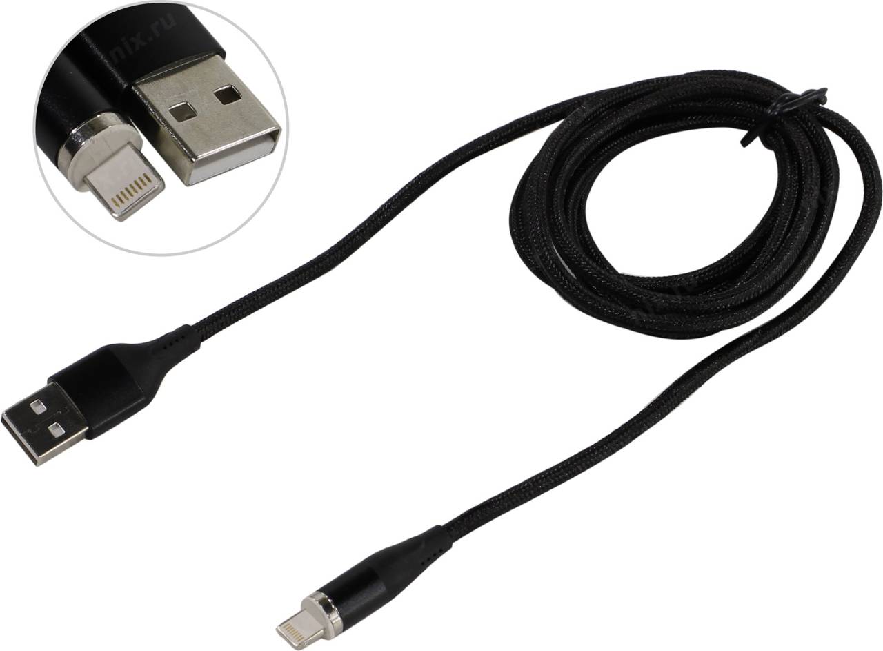 купить Кабель USB 2.0 AM-- >съёмный магнитный Lightning 2м Jet.A [JA-DC48 2м Black]