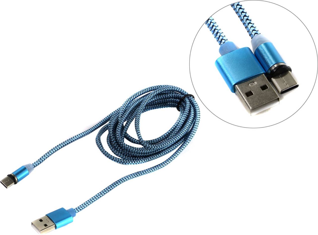 купить Кабель питания USB AM- >съёмный магнитный USB-C 2м Jet.A [JA-DC36 2м Blue]  !!! ТОЛЬКО СКЛАД !!!