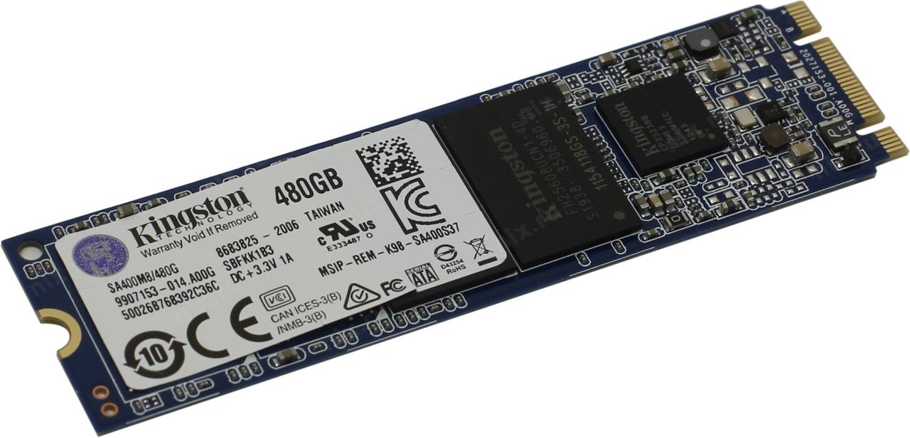   SSD 480 Gb M.2 2280 B&M SATA-III Kingston A400 [SA400M8/480G] 3D TLC