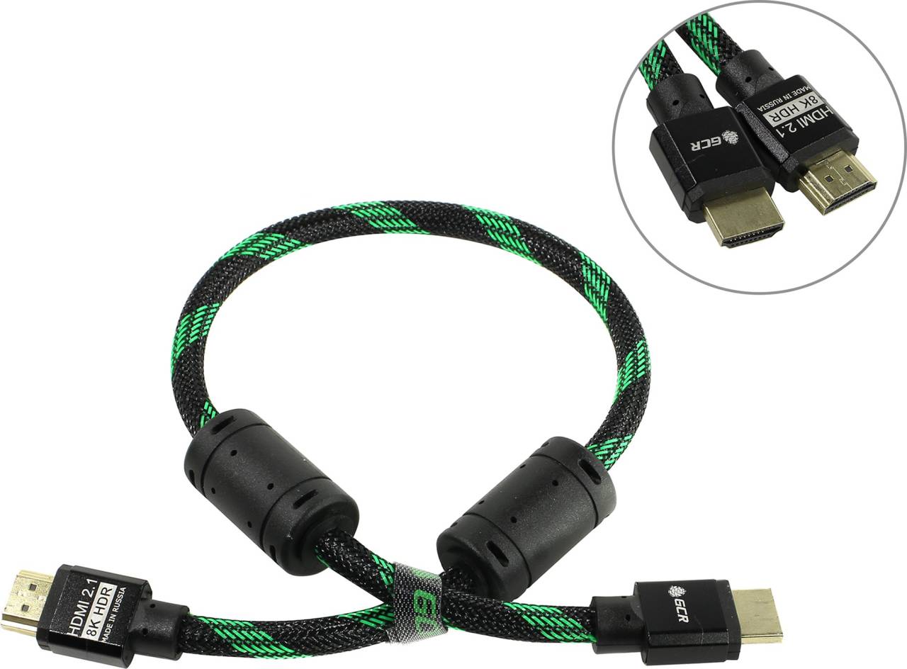 купить Кабель HDMI to HDMI (19M -19M)  0.5м v2.1 (2 фильтра) Greenconnect [GCR-51871]