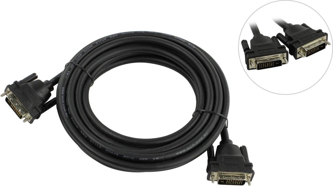 купить Кабель DVI-D to DVI-D Dual Link (25M -25M)  5.0м Greenconnect [GCR-DM2DMC-5m]