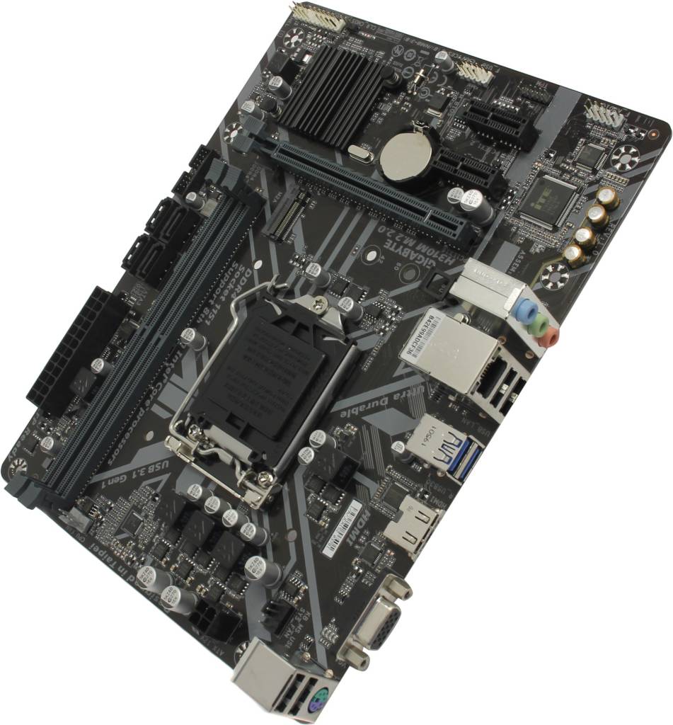    LGA1151 GIGABYTE H310M M.2 2.0(RTL)[H310]PCI-E Dsub+HDMI GbLAN SATA MicroATX 2DDR4