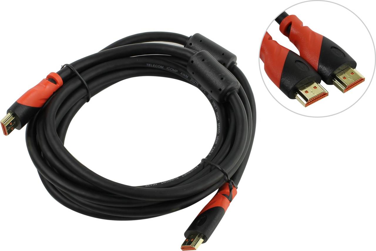 купить Кабель HDMI to HDMI (19M -19M)  3.0м ver2.0 (2 фильтра) Telecom [TCG220F-3м]