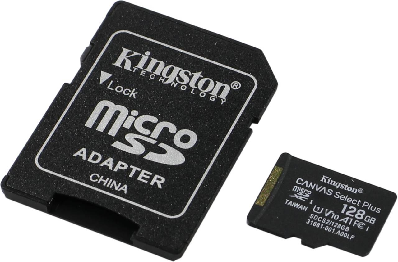    microSDXC 128Gb Kingston [SDCS2/128GB] A1 V10 UHS-IU3+microSD-- >SD Adapter