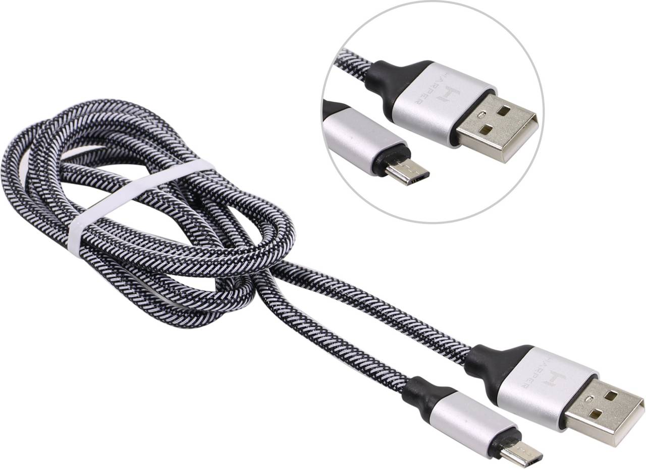   USB AM-- >micro-B 1 HARPER [BRCH-310 Silver]