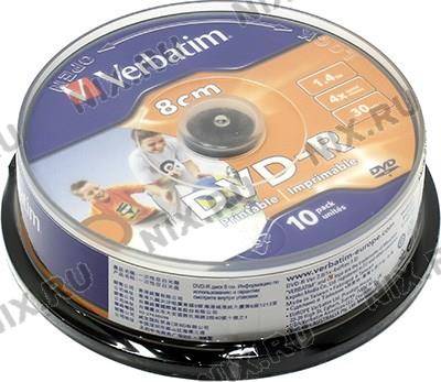   Mini DVD-R 1.4Gb 4x Verbatim (10 ) CakeBox, Inkjet Printable