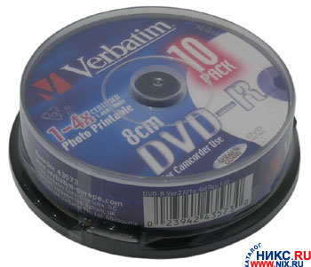   Mini DVD-RW 1.4Gb 4x Verbatim (10 ) CakeBox, printable