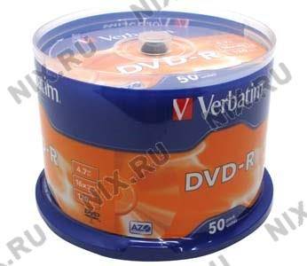 купить Диск DVD-R Verbatim 16x 4.7Gb ( 50 шт) Cake box [43548]