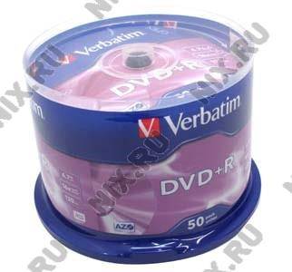 купить Диск DVD+R Verbatim 16x 4.7Gb (50 шт) Cake Box (43550)