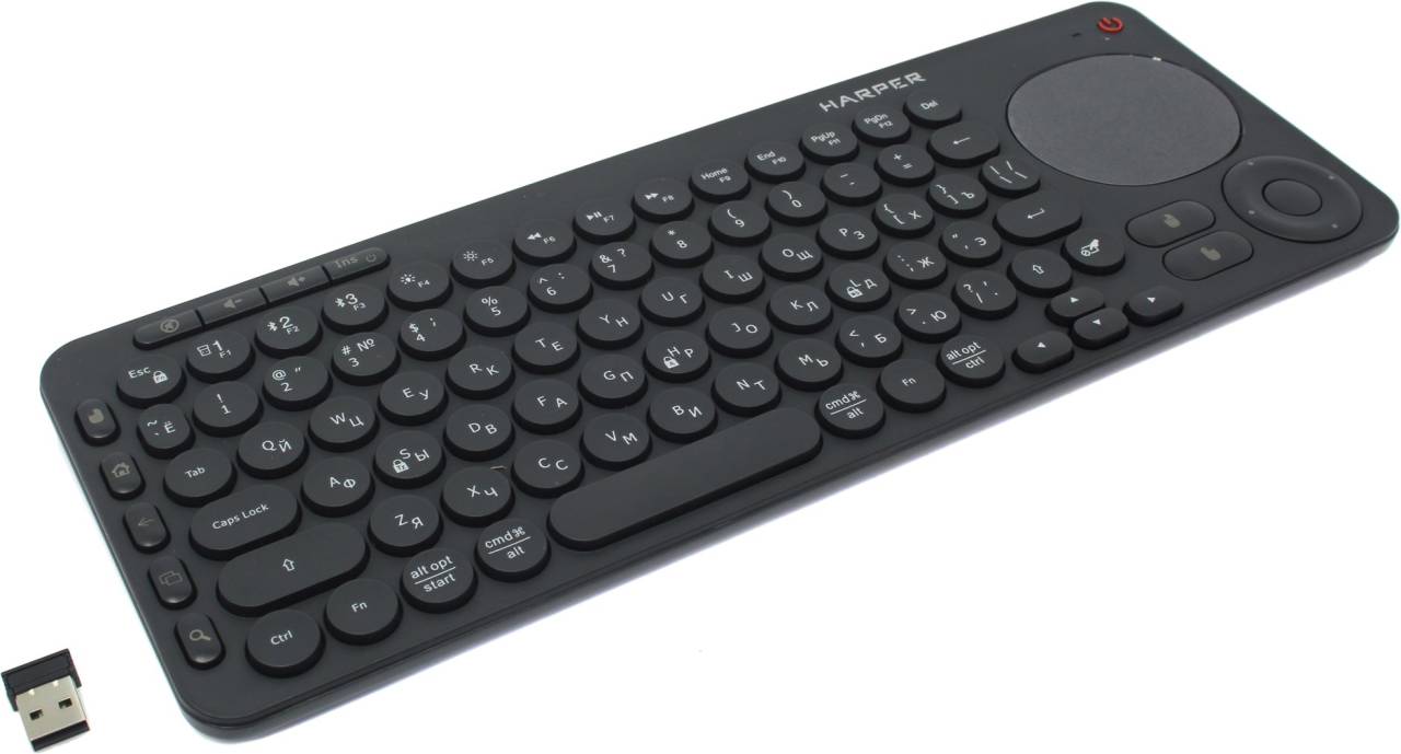 купить Клавиатура HARPER KBT-330 Black [USB] 79КЛ +TouchPad, беспроводная