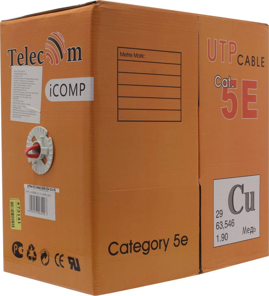   Telecom CU UTP LSZH 4  . 5e [UTP4-TC1000C5EM-CU-ZH-IS enlarge PVC] ( 305)