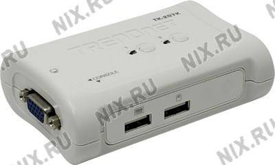 купить Переключатель KVM 2-port USB  TRENDnet [TK-207K] Switch (клавиатураUSB+мышьUSB+мышьUSB+VGA15pin)
