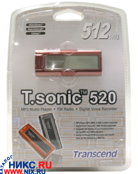   Transcend T.sonic 520[TS512MMP520](MP3/WMA/WAV Player,FM Tuner,,512Mb,Line In,USB2.0,