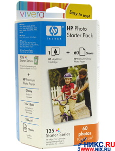   HP Q7949HE Photo Starter Pack(HP C8766HE(135)+Premium Photo Paper,60 ,10x15,