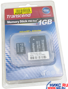    microSD 1Gb Transcend[TS1GUSD-MS]+microSD-- >MS PRO Duo Ad