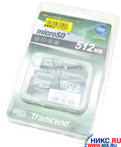    microSD  512Mb Transcend[TS512MUSD-2]+microSD-- >SD+microSD