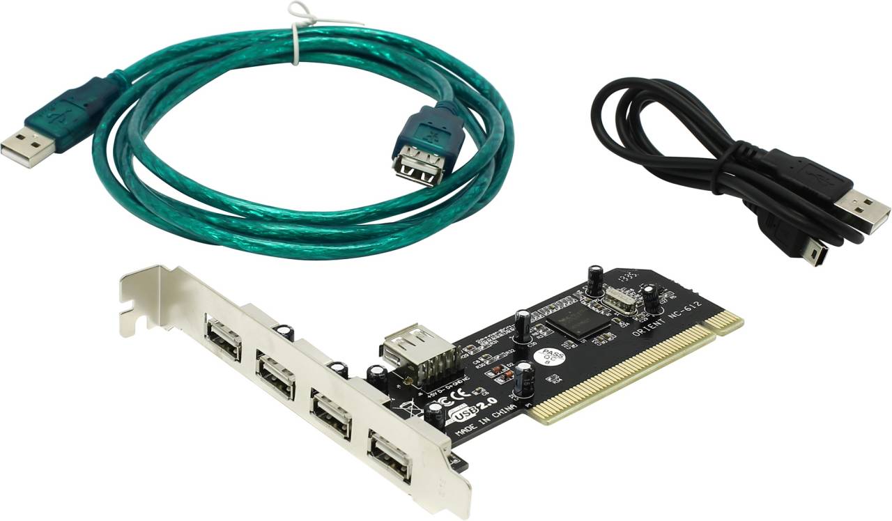   PCI to USB2.0 4 port-ext, 1 port-int Orient NC-612 (RTL)