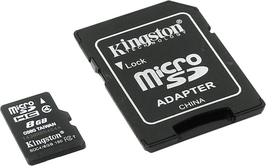    microSDHC  8Gb Kingston [SDC4/8GB] Class4 + microSD-- >SD Adapter