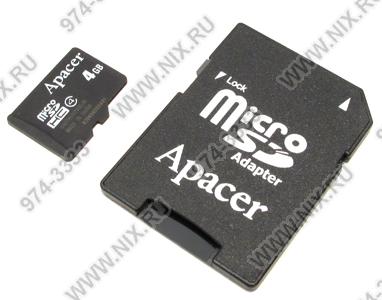    microSDHC  4Gb Apacer [microSDHC-4Gb Class4 + microSD-- >SD Adapter]