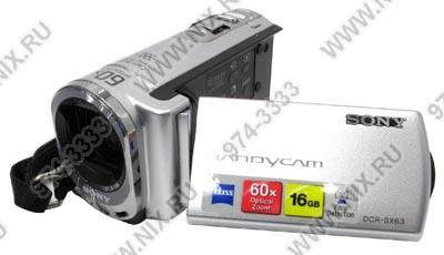    SONY DCR-SX63E [Silver] Digital Handycam Video Camera (0.8Mpx, 60xZoom, , 2.7