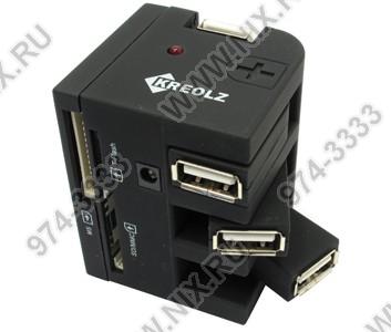   Kreolz[VCR-371]USB2.0 CF/MD/MMC/RSMMS/SDHC/microSDHC/MS(/PRO/Duo/M2)Card Reader/Writer+3port
