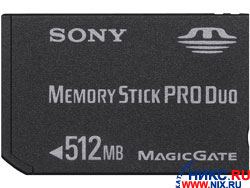    SONY Memory Stick PRO DUO MagicGate 512Mb + Memory Stick DUO Adapter